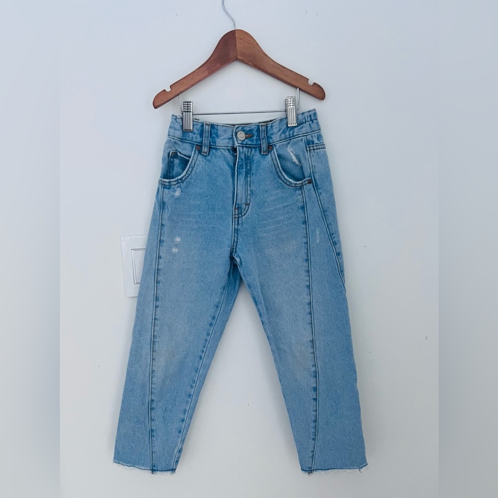 Denim Jeans ZaraKids Girls size 7 Balloon Legs Style, Light Blue